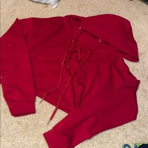 Cropped vneck hoodie